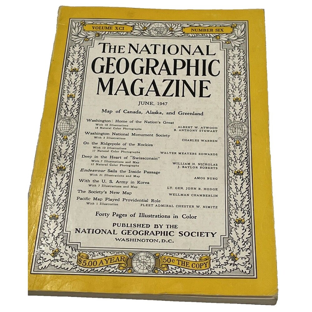 National Geographic Magazine June 1947 Vintage Rare Canada Greenland alaska